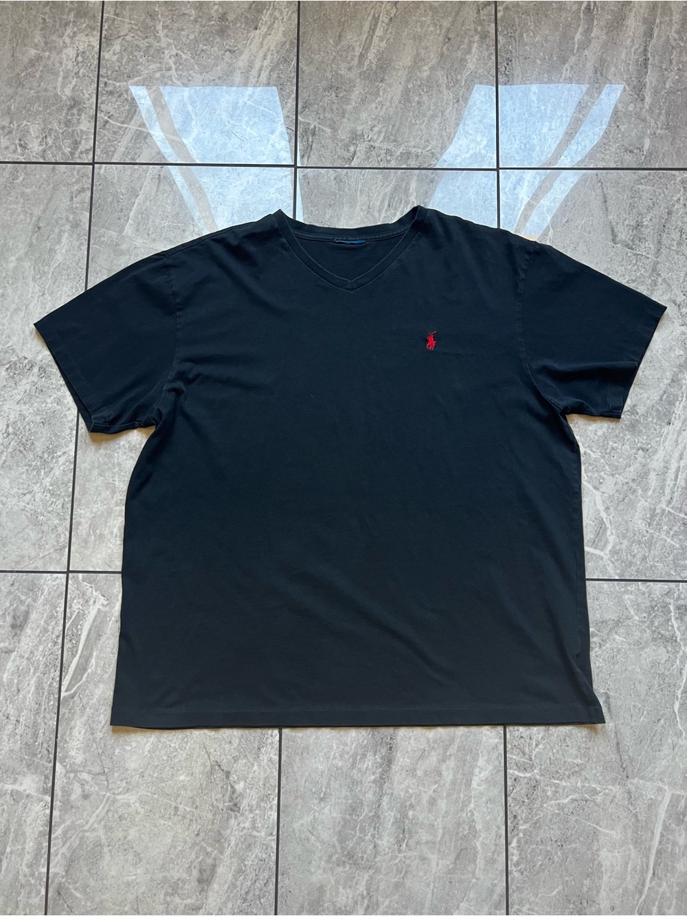 Polo Ralph Lauren T Shirt Mens XXL Black V Neck S/S Embroidered Pony Red Casual